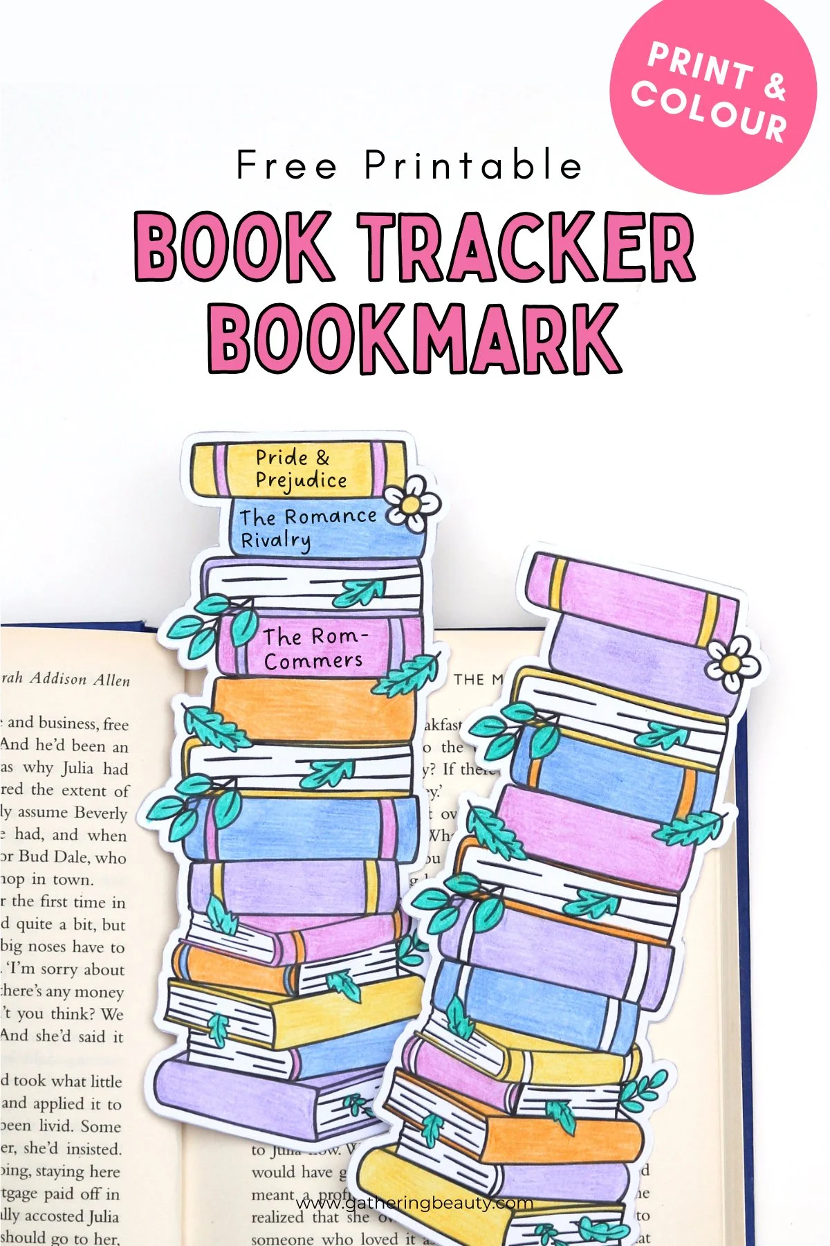 free printable book tracker bookmark — gathering beauty